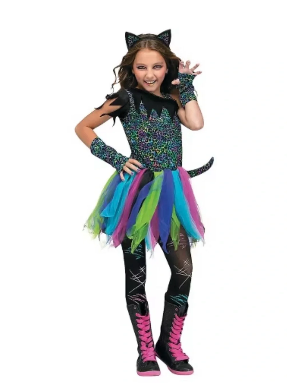Spirit Halloween Costume Wild Rainbow Cat - Kids Size Medium (8-10) - Picture 14 of 15